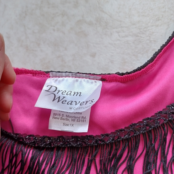Dream Weaver Pink & Black Fringe Flapper Dress 1X - Picture 8 of 9